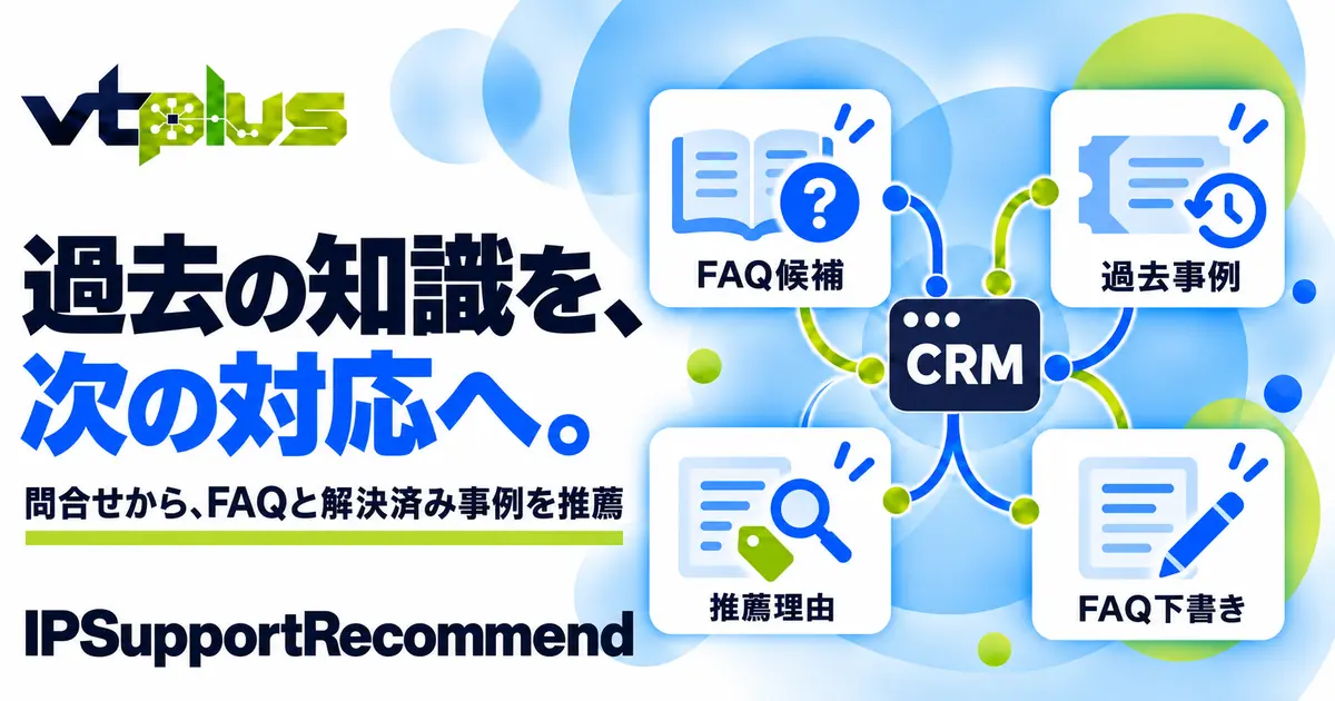 FAQ・過去事例レコメンド｜問合せ対応支援｜IPSupportRecommend