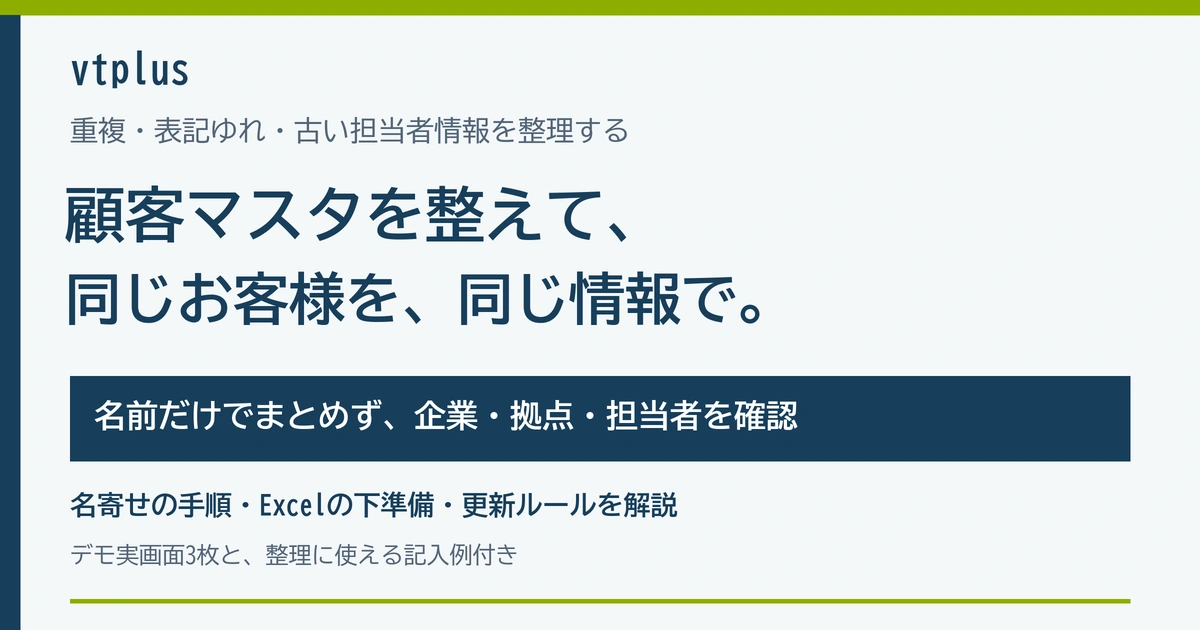 顧客マスタを整理するには？重複・表記ゆれ・担当者情報を整える手順