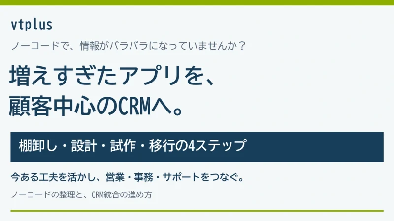 ノーコードツールで「アプリが増えすぎて逆にバラバラ」になっていませんか？現場に合うCRMへ統合する手順